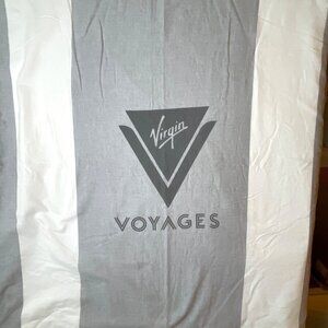 Beach Pool Turkish Towel Lined Terry Back Virgin Voyages Absorbent Gray White
